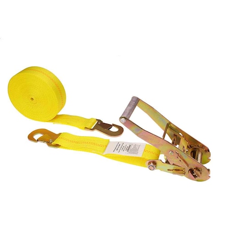 2 X 27' Yellow Ratchet Strap W/ Flat Snap Hook
